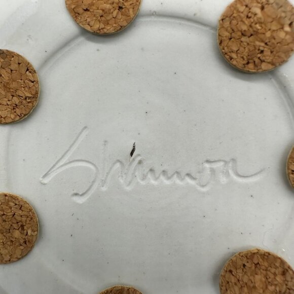 Vintage Art Pottery Pitcher Jug Pastel Purple Abstract Signed Planter Squatty - Picture 8 of 12